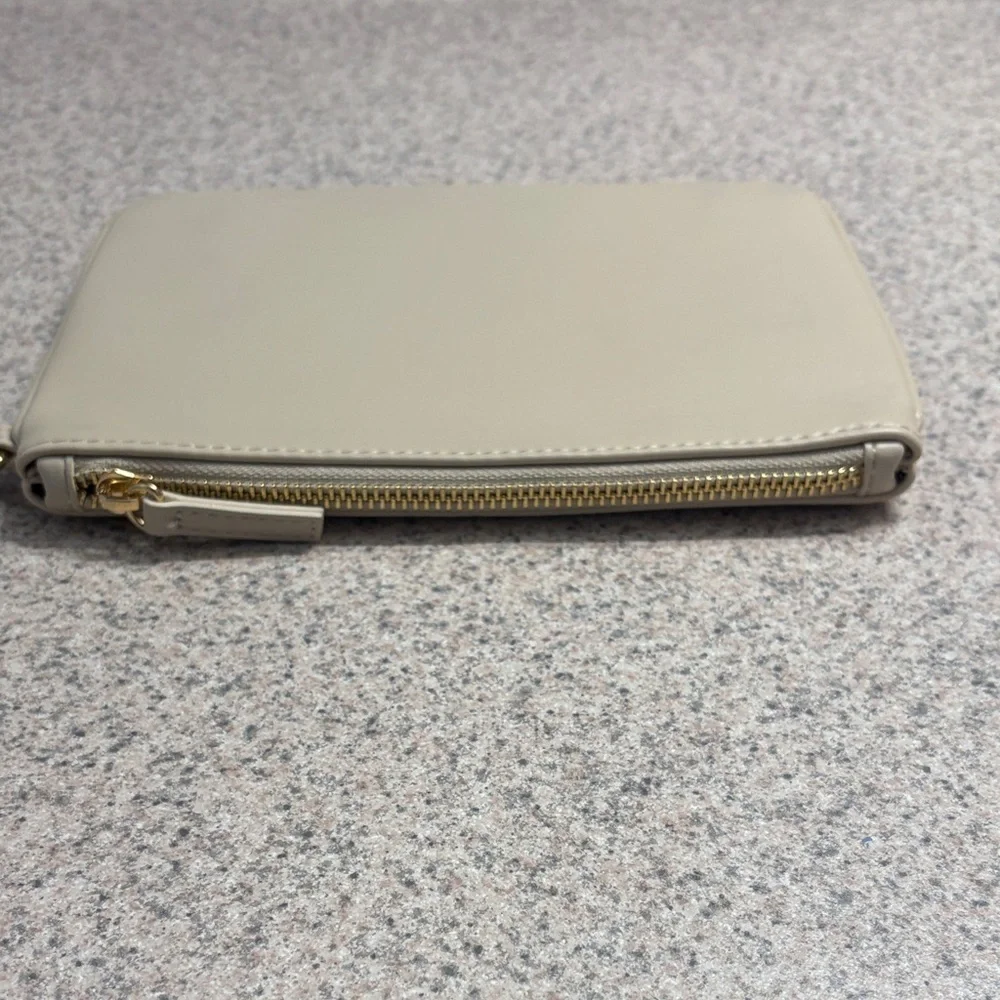 Express Beige Wristlet with Gold Accents